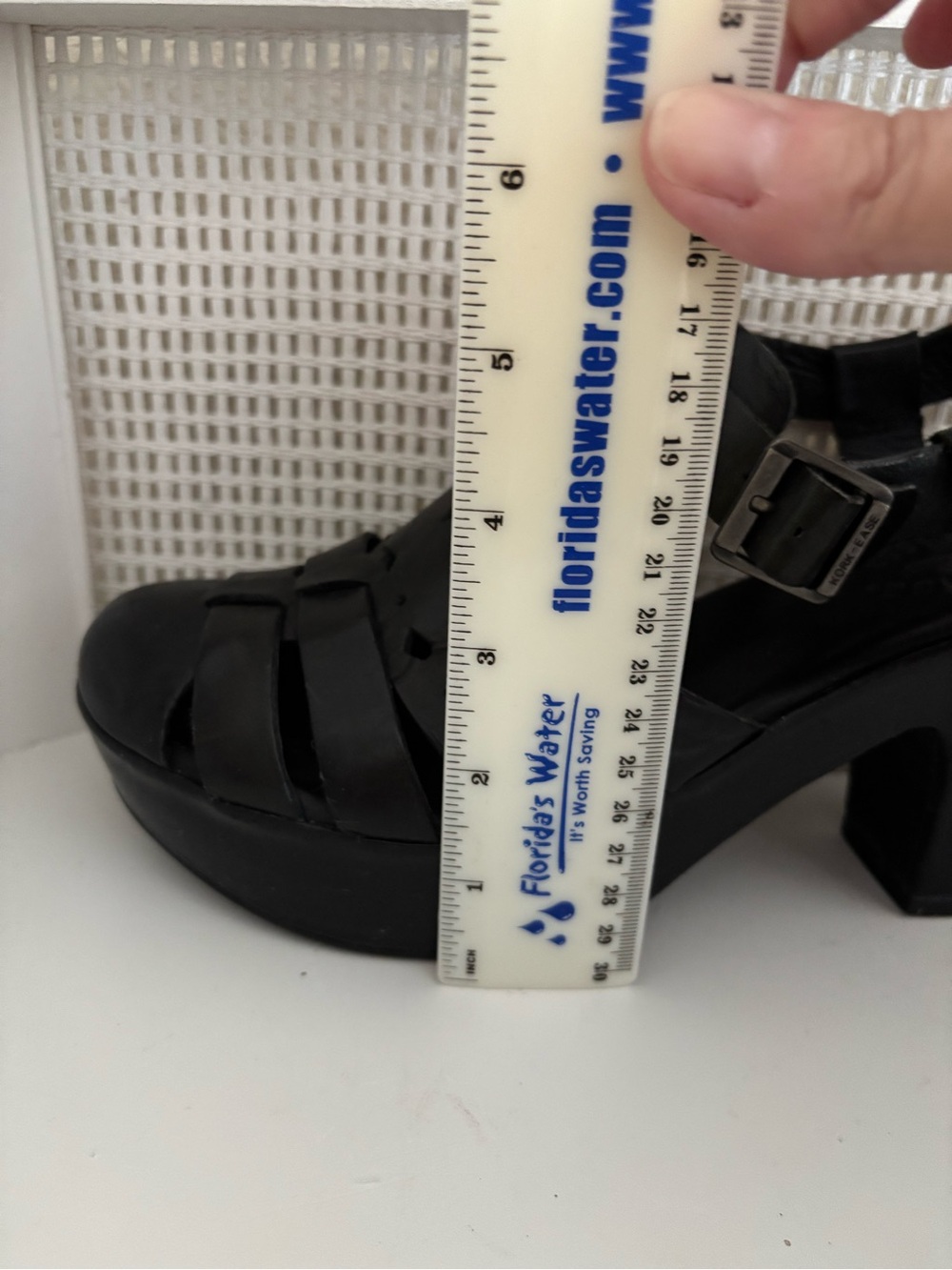 Kork-Ease “Blythe” Black Leather Ankle Strap Wrapped Platform & Heel Clog - Sz 9 - Picture 8 of 12
